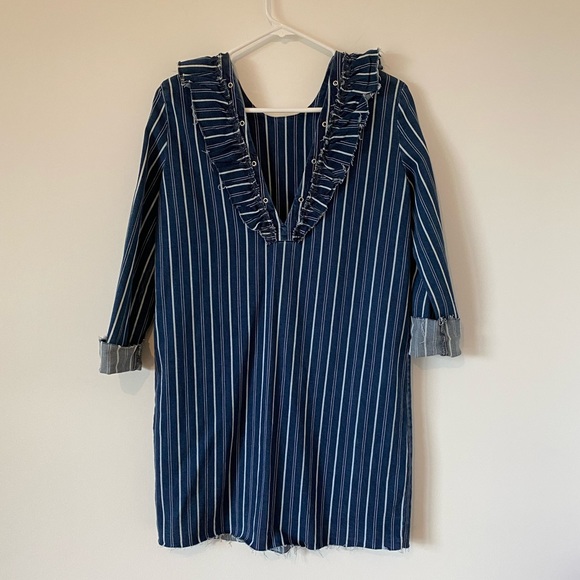 Zara striped denim dress with V back Small - Picture 8 of 12